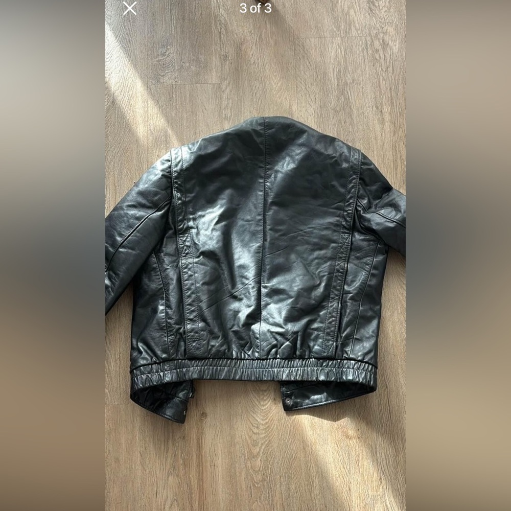 Black vintage leather jacket - Picture 2 of 3